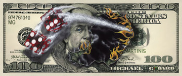 Michael Godard  Michael Godard  $100 Bill with Dice (PE) With Sketch